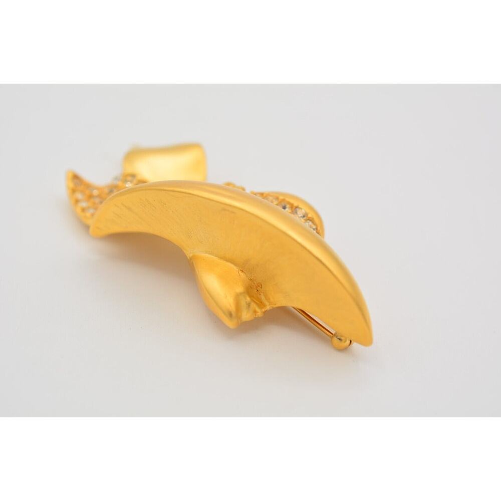 Givenchy Vintage Woman Pin Brooch Brushed Gold Profile Hat Chunky Signed Bin4 - Picture 5 of 12